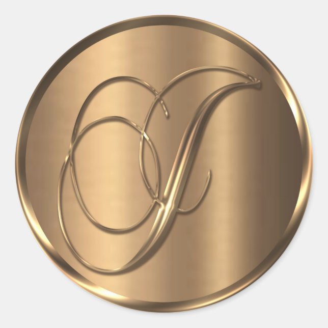 Monograma J Sello para sobres de bronce no METÁLIC (Anverso)