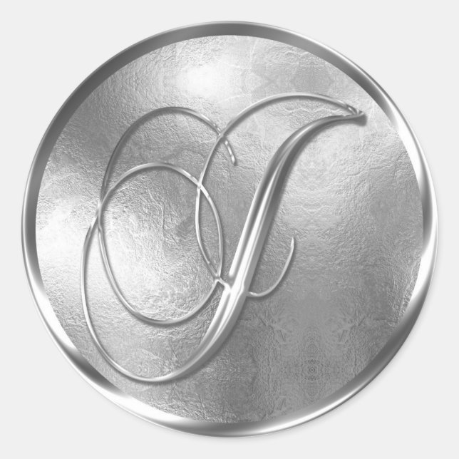 Monograma J Sello para sobres plateado no METÁLICO (Anverso)