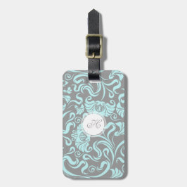 Monograma L etiqueta del estampado de flores del