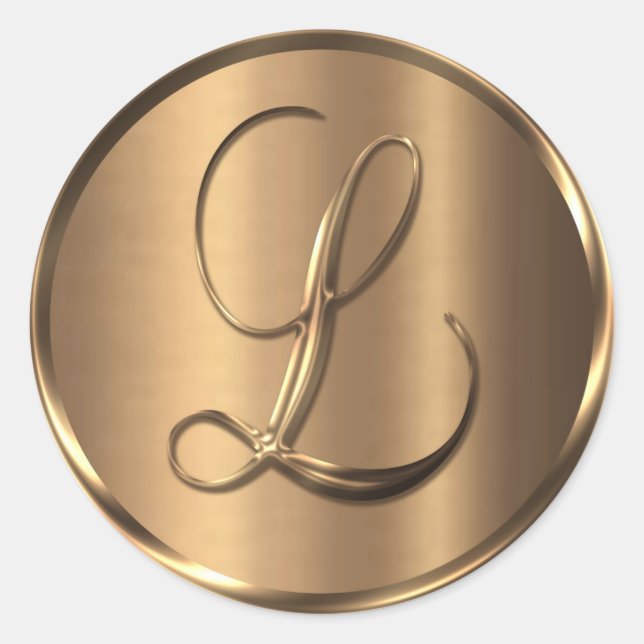 Monograma L Sello para sobres de bronce no METÁLIC (Anverso)