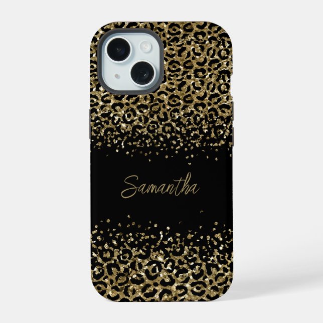 Monograma Leopardo de oro negro Imprimir Moda de e (Reverso )