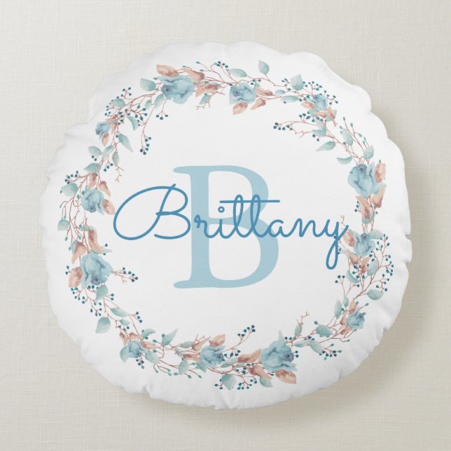 Monograma - letra B, almohada redonda personalizad (Anverso)