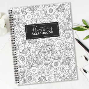 Monograma Libro de dibujos de artistas blancos neg