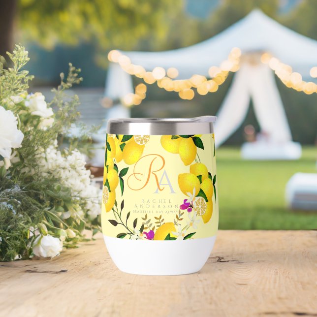 Monograma limón amarillo (Boda)