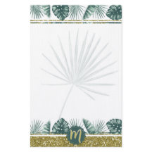 Monograma lindo acuarela hojas tropicales 02