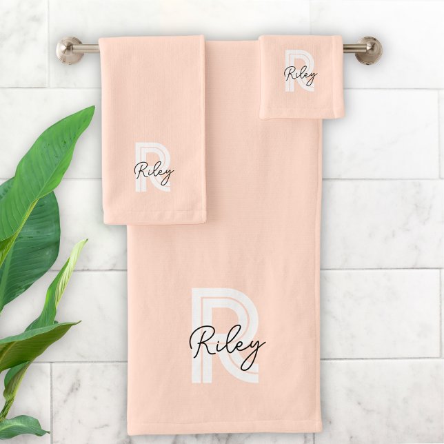 Monograma lindo Rubor Pink Moderno Retro de moda (Subido por el creador)