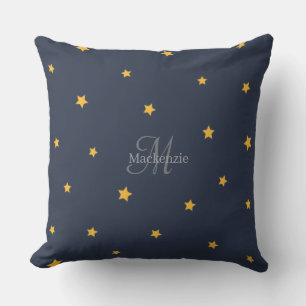 Monograma Lucky Stars Naval Cojín decorativo Gris 