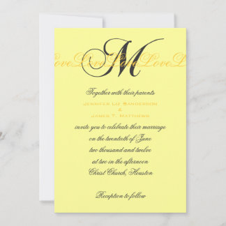 Monograma M Amor Invitaciones a Boda Amor Amarillo