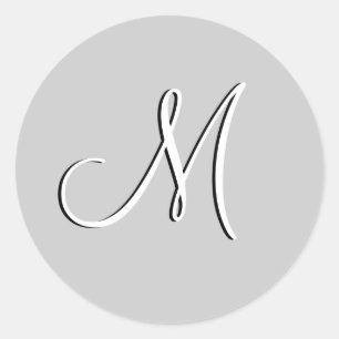 Monograma M Boda Invitación Sello Gris