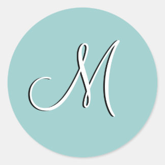Monograma M Invitación a la boda Sello azul