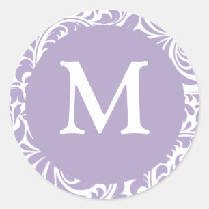 Monograma M Lavanda Y Sellos De Boda Blanca