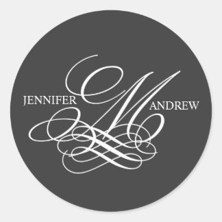 Monograma M Nombres de logotipo Bodas Pegatinas de