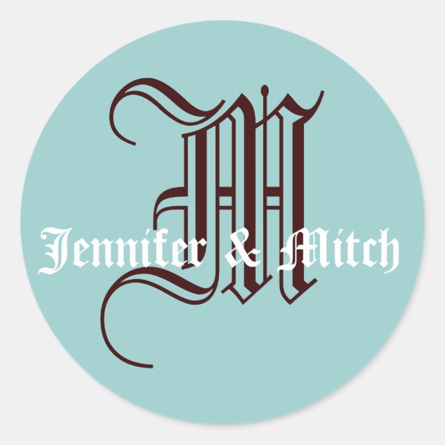 Monograma M Sello de Favor de la Boda (Anverso)