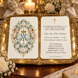 Monograma Mariano Católico Ángel Oración Memorial