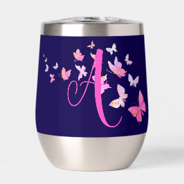 Monograma Mariposa Azul Rosa