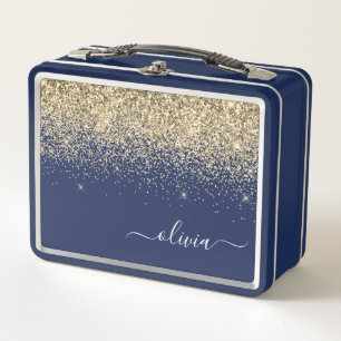 Monograma Metalizado del Purpurina Navy Blue Gold