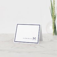 Monograma Minimalista Azul Marino Chic Borde
