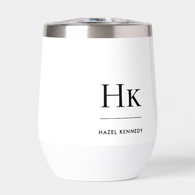 Monograma Minimalista moderno blanco elegante (Frente)