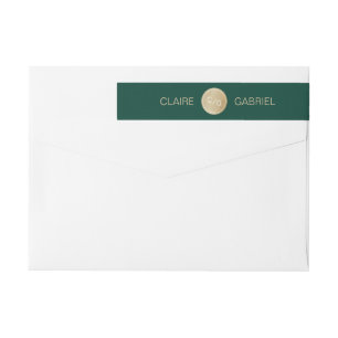 Monograma minimalista moderno de boda verde esmera