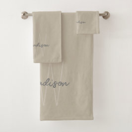 Monograma Minimalista moderno Nombre de guión beig