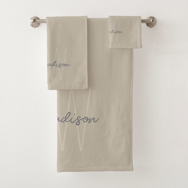 Monograma Minimalista moderno Nombre de guión beig (In situ)