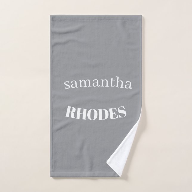 Monograma minimalista personalizado gris (Toalla de mano)