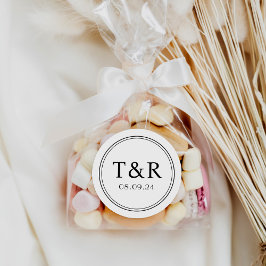 Monograma mínimo Pegatina Boda blanco y negro