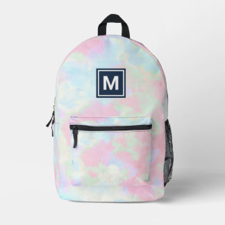 Monograma Mochila de tinte de tie-dye Girly Pastel