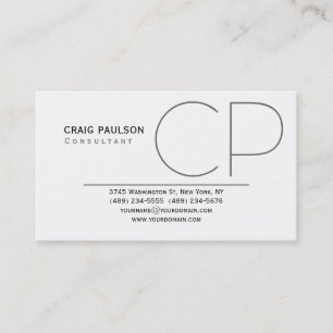 Monograma moderno blanco negro tarjeta de presenta