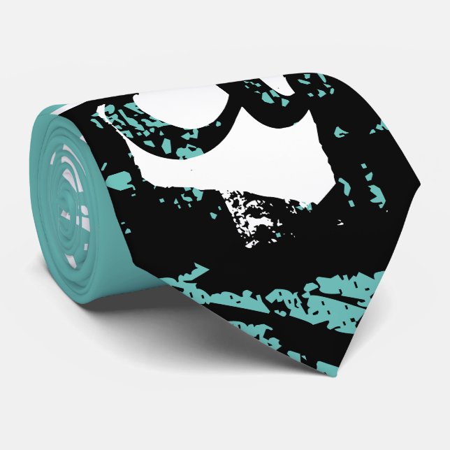 Monograma moderno con corbata inicial a aqua (Enrollado)