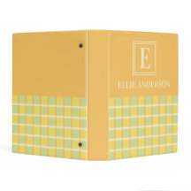 Monograma moderno de cuadros verde amarillo naranj