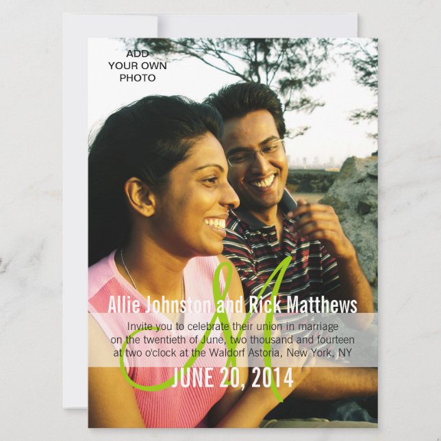 Monograma moderno de las invitaciones de la boda (Anverso)