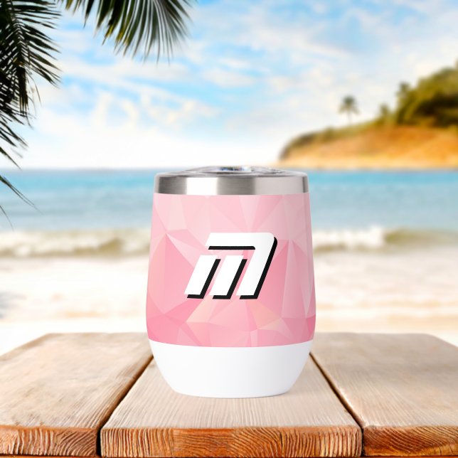 Monograma moderno de polígono geométrico rosa esté (Playa (girada))