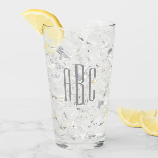 Monograma Moderno de Tres Letras en Gris Simple (Anverso (hielo))