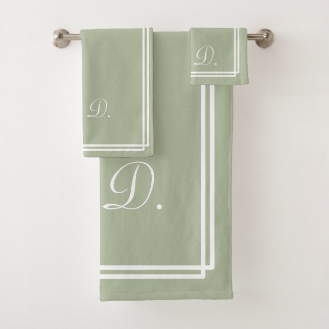 Monograma moderno elegante blanco verde sabio (In situ)
