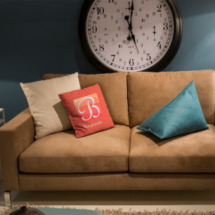 Monograma moderno Letra inicial Cojín decorativo n