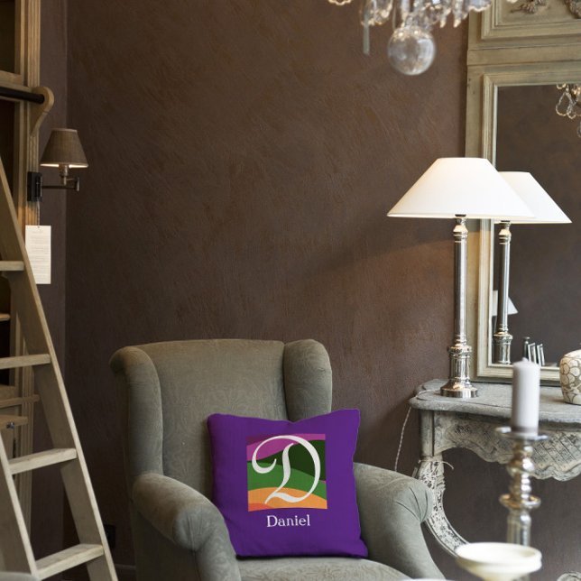 Monograma moderno Letra inicial Cojín decorativo p (Subido por el creador)