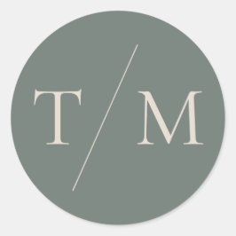 Monograma moderno Moss Boda verde Pegatina de sell