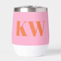 Monograma moderno Naranja rosa personalizado