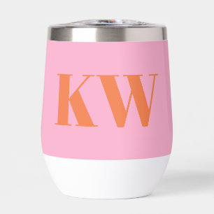 Monograma moderno Naranja rosa personalizado