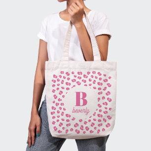 Monograma moderno rosa Nombre de la bolsa de tocad