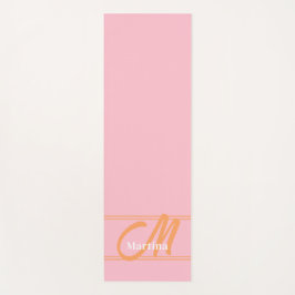 Monograma moderno rosado Mat inicial de yoga