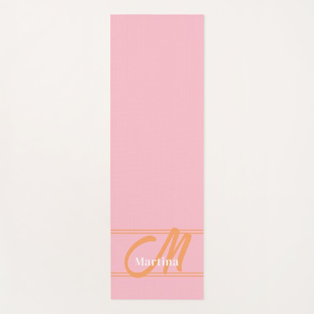 Monograma moderno rosado Mat inicial de yoga (Anverso)