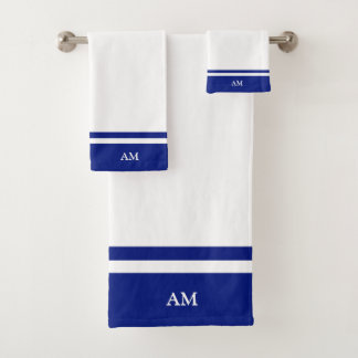 Monograma moderno sobre azul y blanco