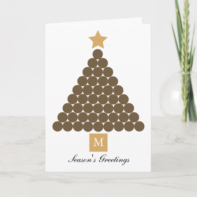 Monograma moderno tarjeta de árbol de Navidad - Ch (Anverso)