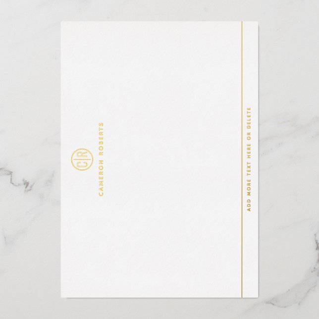 Monograma moderno tarjeta de Relieve metalizado de (Anverso)