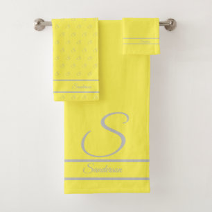 Monograma moderno y elegante amarillo y gris