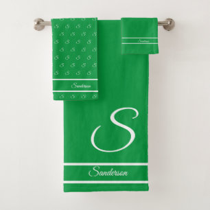 Monograma moderno y elegante Kelly Green y White