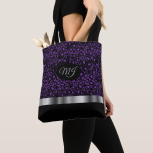 Monograma Motivo De Leopardo Púrpura Bolsa De Tot