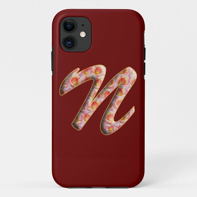 Monograma N en patrón de Rosas para Funda Iphone 5 (Reverso)